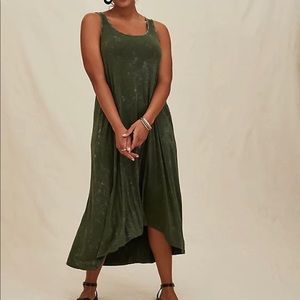 Torrid size 1 super soft green high low dress